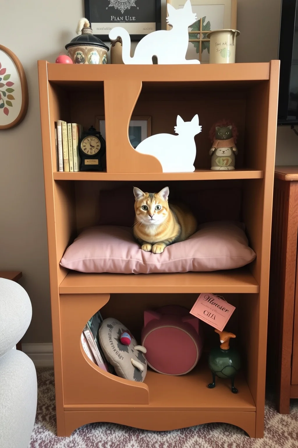 13. Cat House Made from Old Bookshelves