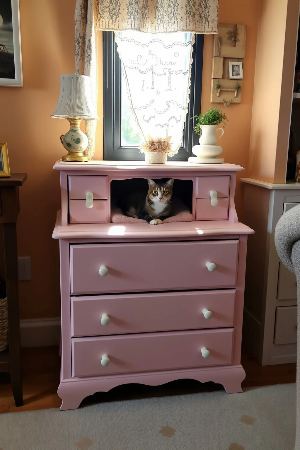 3. Repurposed Furniture Cat House