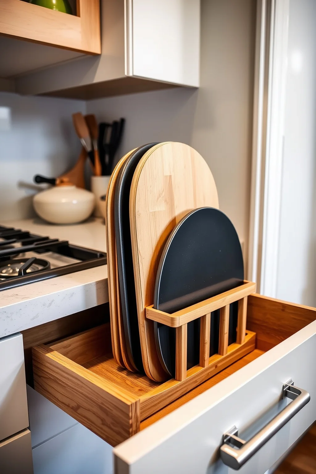 4. Store Cutting Boards Vertically