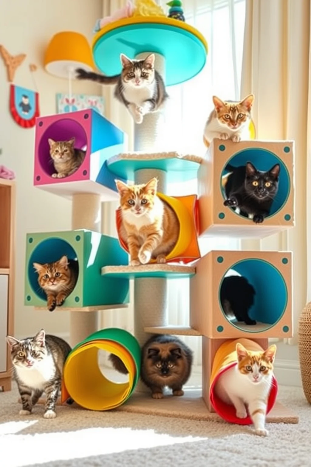6. Cat Tree with Tunnels