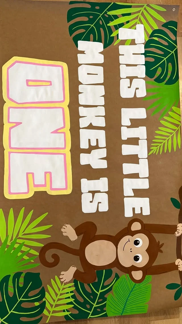 This little monkey is one birthday party sign