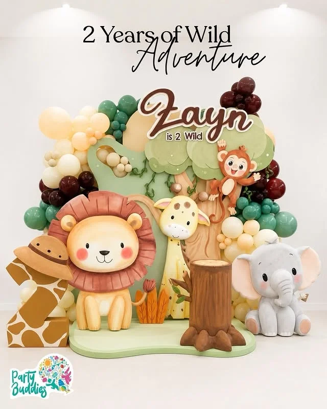 Jungle animals birthday cake topper