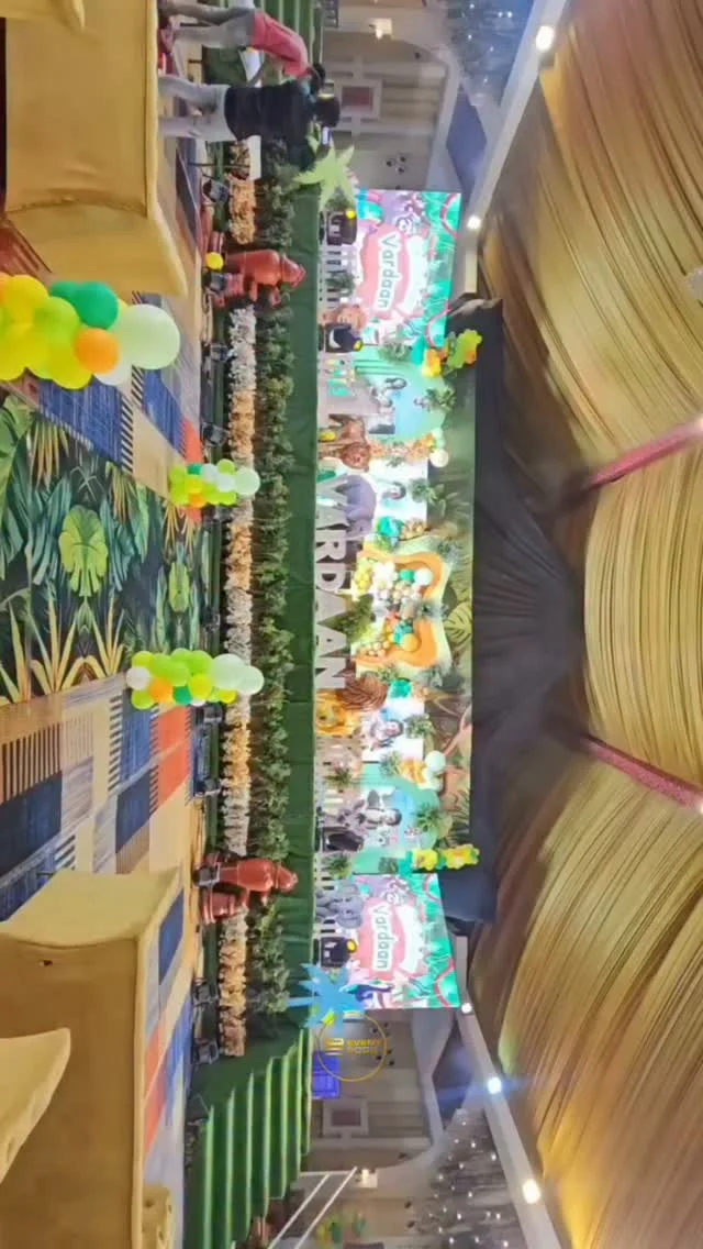 Jungle vines hanging from a party ceiling
